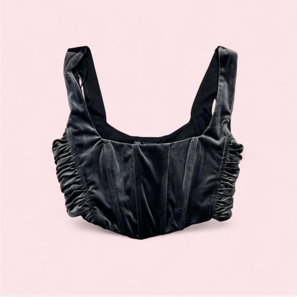 Zara Velvet Cropped Bustier Top